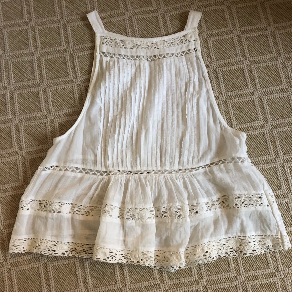 White linen free people tank top